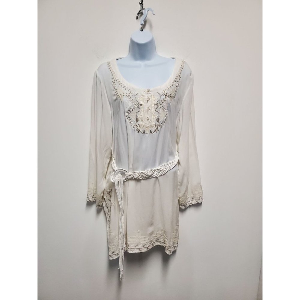 Monoreno White Bohemian Style Dress Sz M
